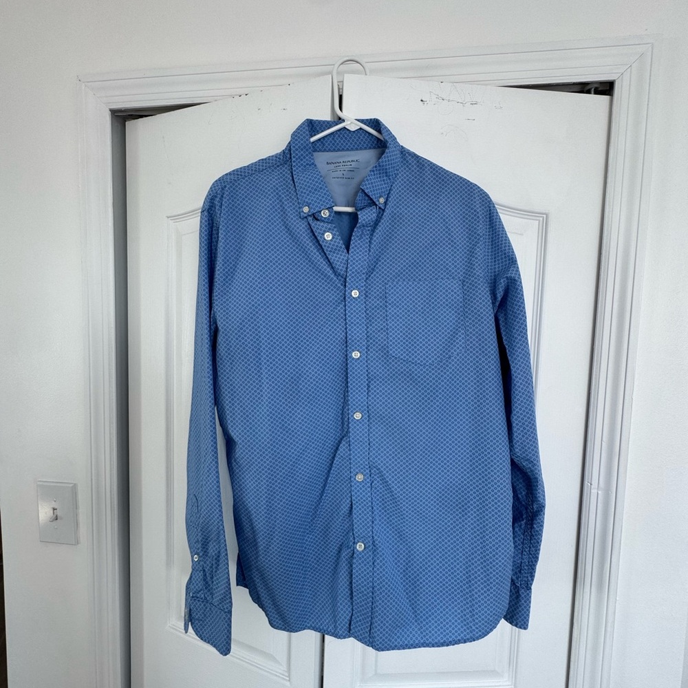 Men's Blue Button-Up Shirt